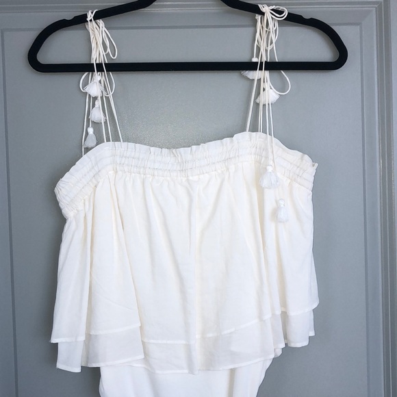 FREE PEOPLE WHITE TIE STRAP BODYSUIT - Picture 2 of 5